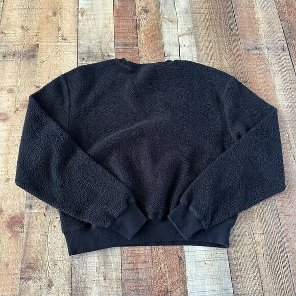 Good American Black Sherpa Fleece Sweatshirt & Joggers Set Size 1 - Picture 12 of 12